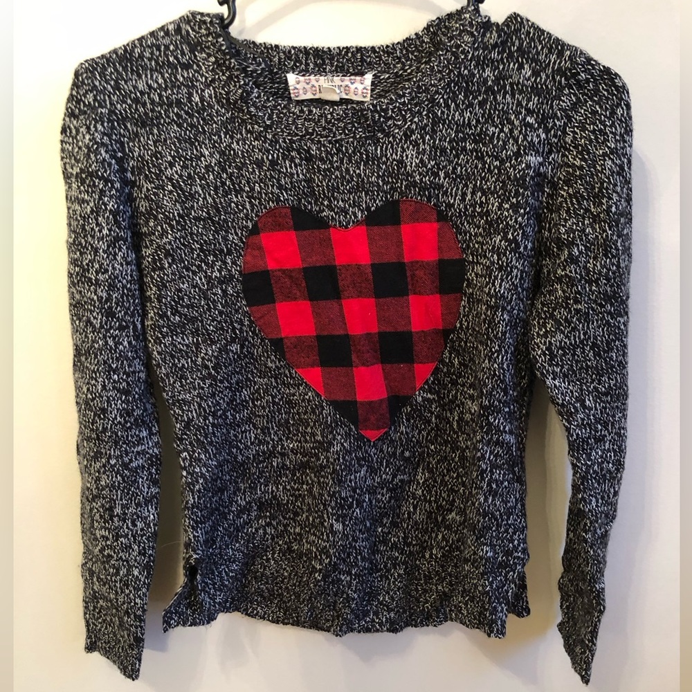 Buffalo plaid heart long sleeve shirt